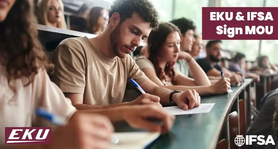 IFSA Announces Partnership with Eastern Kentucky University 2 EKU & IFSA Sign MOU - students taking notes in a university lecture hall